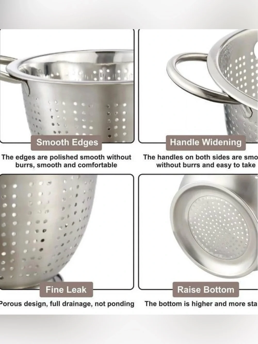 Stainless Steel 3 QT Multi-Use Strainer For Fruits & Vegetables